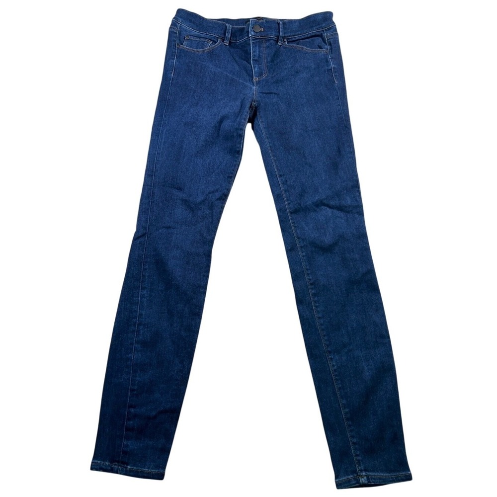 Ann Taylor Solid Skinny Jeans 6T Dark Blue Indigo Mid Rise Classic Minimalist